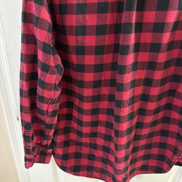 JACHS Men’s Brawny Flannel Shirt Black and Red Size Large/Tall - Picture 12 of 16